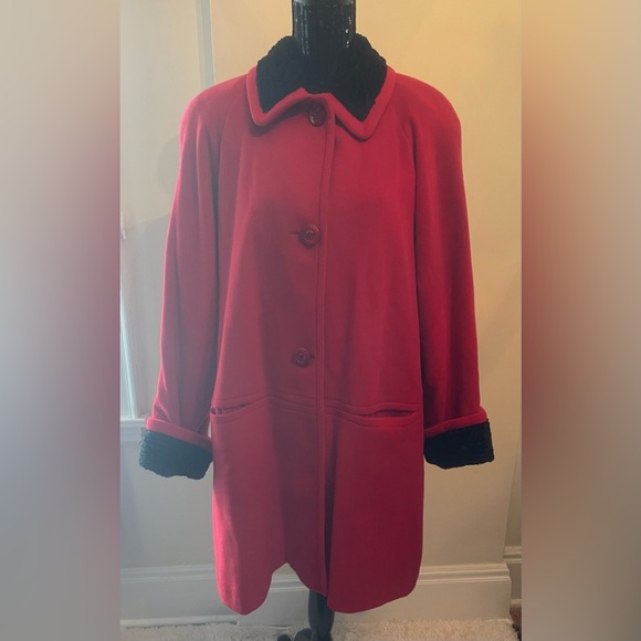 Vintage Jackets & Blazers - Vintage Stefi Lara Red Wool & Cashmere Coat Size 18